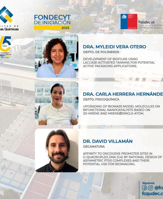 Tres integrantes de la FCQ UdeC potenciarán su carrera con fondos de Iniciación de ANID